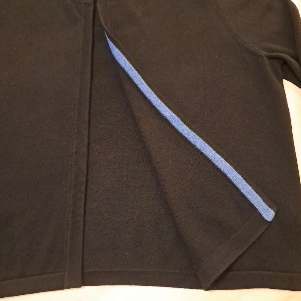 J. McLaughlin  Open Front Cropped Cardigan Blue With Gold Buttons Sz XL EUC - Picture 5 of 6